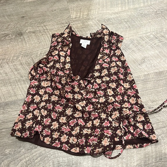 Ann Taylor LOFT Petite Floral Wrap Blouse - Picture 3 of 6